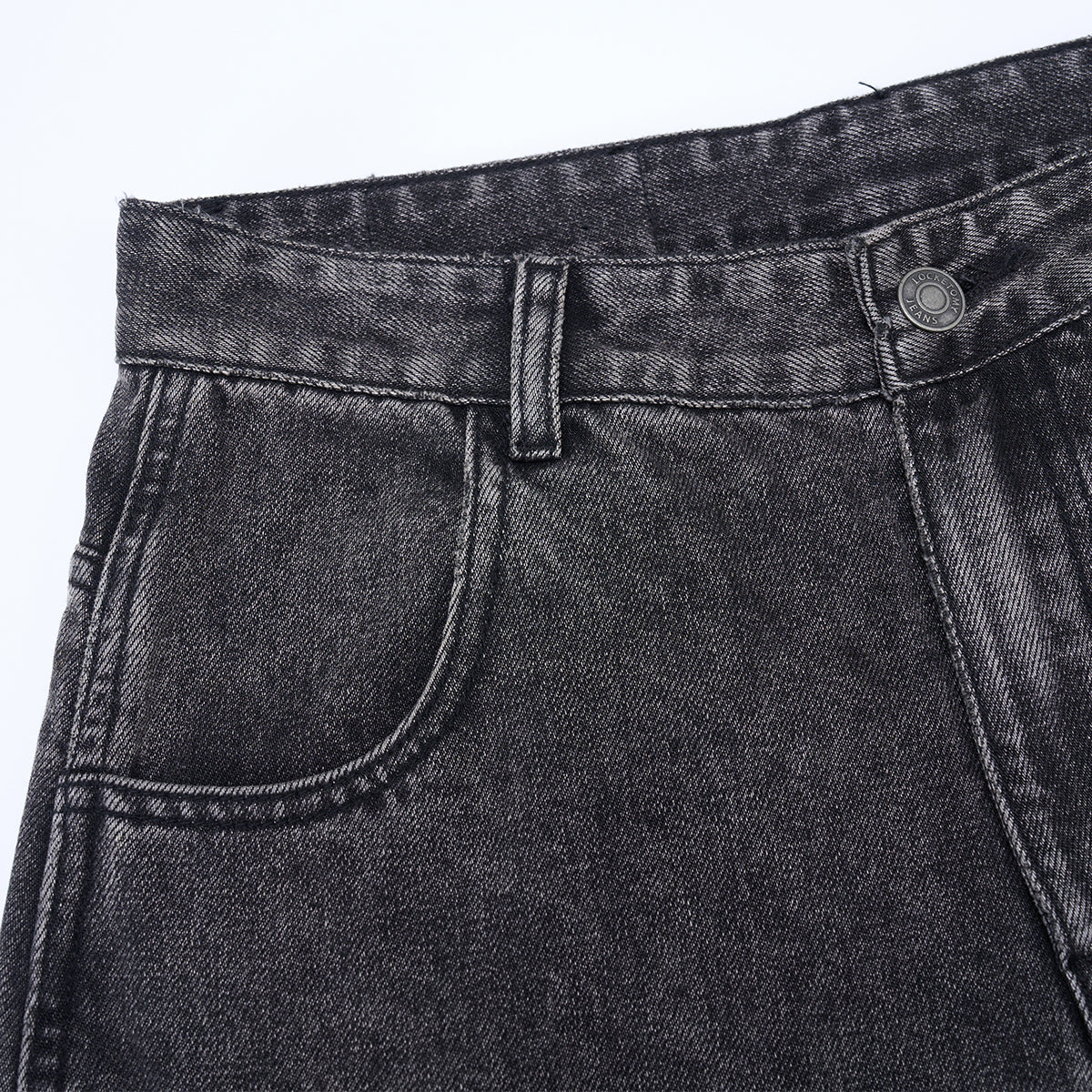 Charcoal Grey Wide-Leg Vintage Washed Jeans
