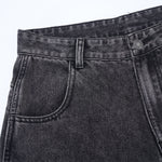 Charcoal Grey Wide-Leg Vintage Washed Jeans