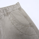 Vintage Washed Workwear Wide-Leg Relaxed Cargo Pants