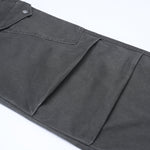 Vintage Workwear Wide-Leg Cargo Pants Multi Pocket Washed