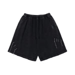 Black Washed Distressed Chain Shorts