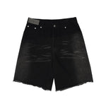 Black Raw Edge Short Jeans