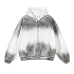 Brush Paint Double Slider Zip Hoodie-INNBLAC Fashion Apparel