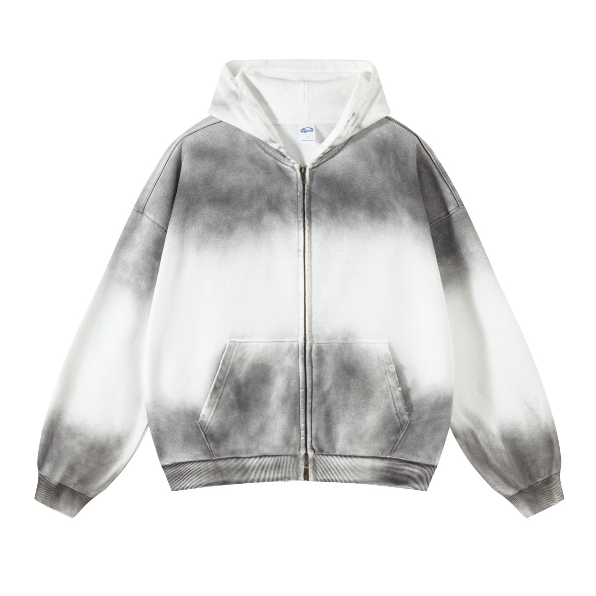Brush Paint Double Slider Zip Hoodie-INNBLAC Fashion Apparel