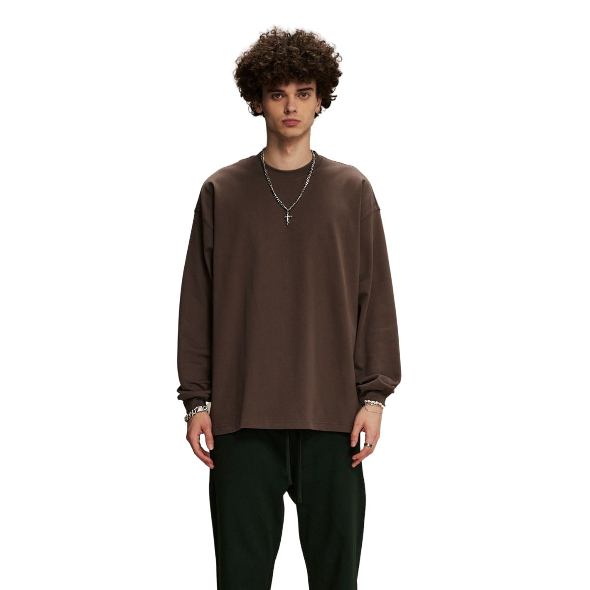 Crew Neck Solid Color Sweatshirt-INNBLAC Fashion Apparel