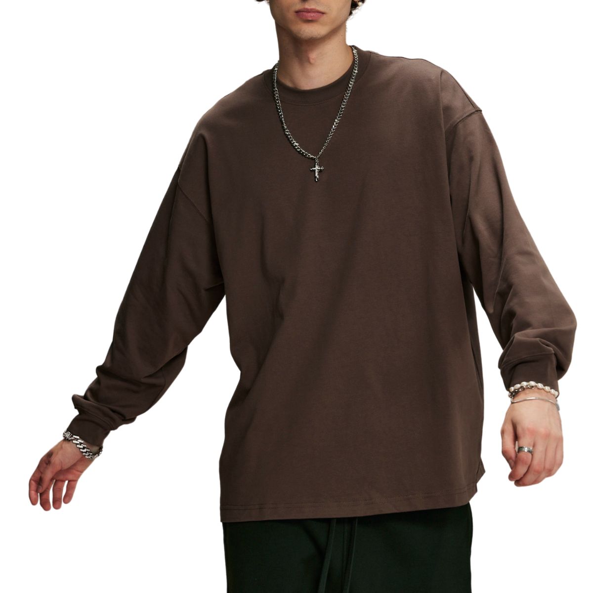 Crew Neck Solid Color Sweatshirt-INNBLAC Fashion Apparel