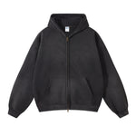 Distressed Double Slider Zip Hoodie-INNBLAC Fashion Apparel