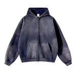 Distressed Double Slider Zip Hoodie-INNBLAC Fashion Apparel