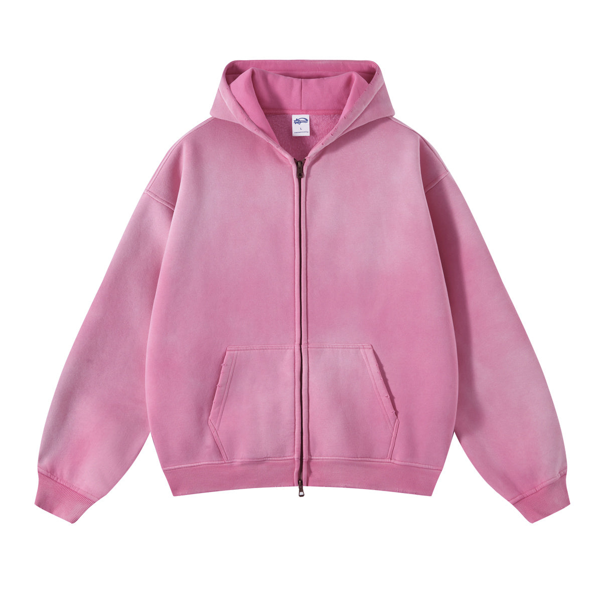 Distressed Double Slider Zip Hoodie-INNBLAC Fashion Apparel