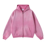 Distressed Double Slider Zip Hoodie-INNBLAC Fashion Apparel