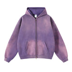 Distressed Double Slider Zip Hoodie-INNBLAC Fashion Apparel