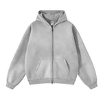 Distressed Double Slider Zip Hoodie-INNBLAC Fashion Apparel