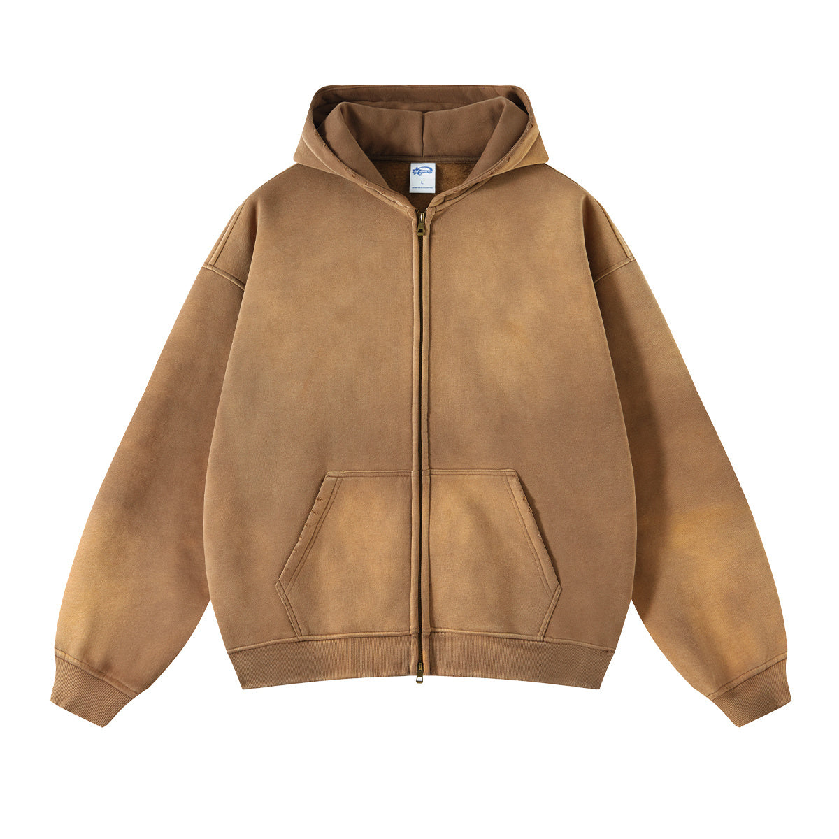 Distressed Double Slider Zip Hoodie-INNBLAC Fashion Apparel