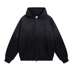 Faded Double Slider Zip Hoodie-INNBLAC Fashion Apparel