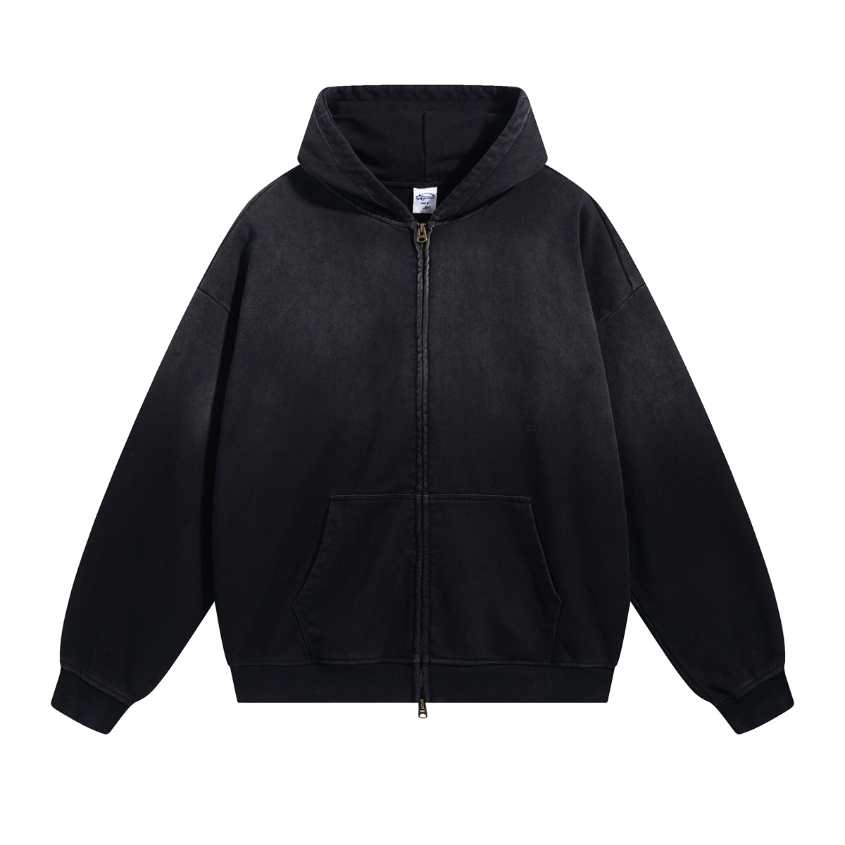 Faded Double Slider Zip Hoodie-INNBLAC Fashion Apparel