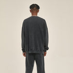 Washed Faded Crew Neck Sweatshirt-INNBLAC Fashion Apparel
