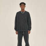 Washed Faded Crew Neck Sweatshirt-INNBLAC Fashion Apparel