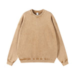 Washed Faded Crew Neck Sweatshirt-INNBLAC Fashion Apparel
