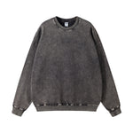 Washed Faded Crew Neck Sweatshirt-INNBLAC Fashion Apparel