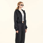 Cropped Zipped Up Hoodie-INNBLAC Fashion Apparel