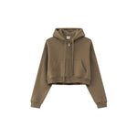 Cropped Zipped Up Hoodie-INNBLAC Fashion Apparel