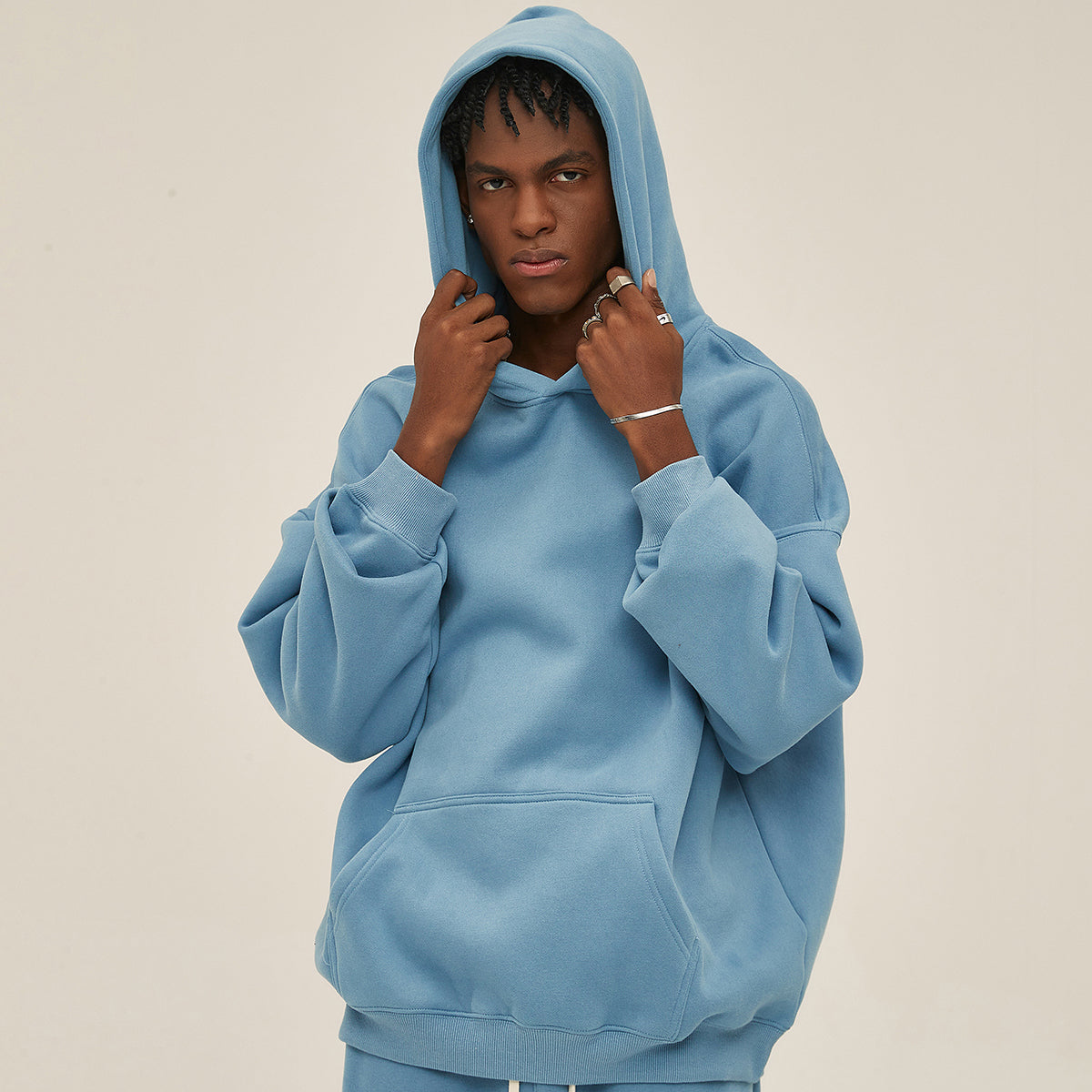 Oversized Plush Lining Plain Hoodie-INNBLAC Fashion Apparel