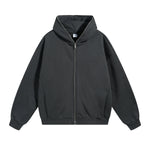 Solid Color Full Zip Hoodie-INNBLAC Fashion Apparel