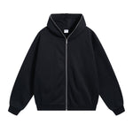 Solid Color Full Zip Hoodie-INNBLAC Fashion Apparel