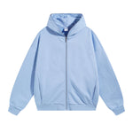 Solid Color Full Zip Hoodie-INNBLAC Fashion Apparel