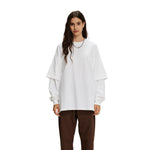 Women's Solid Color Mock Two Piece Sweatshirt-INNBLAC Fashion Apparel