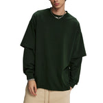 Solid Color Mock Two Piece Sweatshirt - Custom-INNBLAC Fashion Apparel