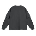 Solid Color Mock Two Piece Sweatshirt - Custom-INNBLAC Fashion Apparel