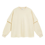 Solid Color Mock Two Piece Sweatshirt - Custom-INNBLAC Fashion Apparel