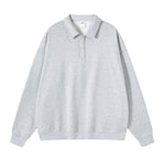 Solid Color Polo Sweatshirt-INNBLAC Fashion Apparel