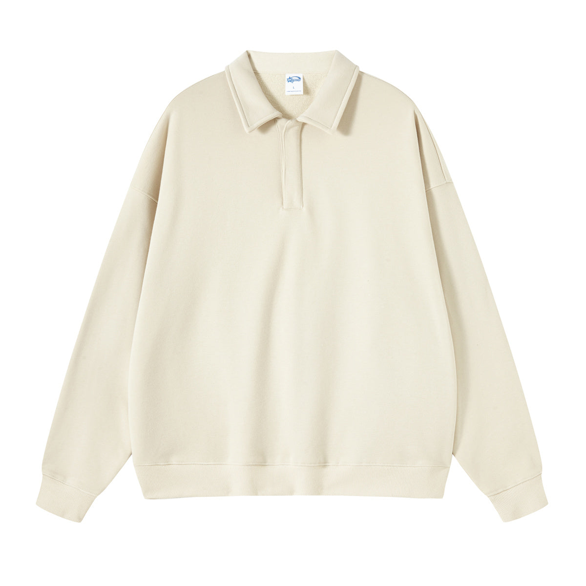 Solid Color Polo Sweatshirt-INNBLAC Fashion Apparel