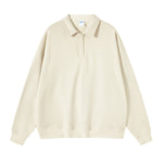 Solid Color Polo Sweatshirt-INNBLAC Fashion Apparel