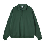 Solid Color Polo Sweatshirt-INNBLAC Fashion Apparel