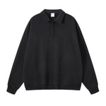 Solid Color Polo Sweatshirt-INNBLAC Fashion Apparel