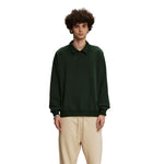 Solid Color Polo Sweatshirt-INNBLAC Fashion Apparel