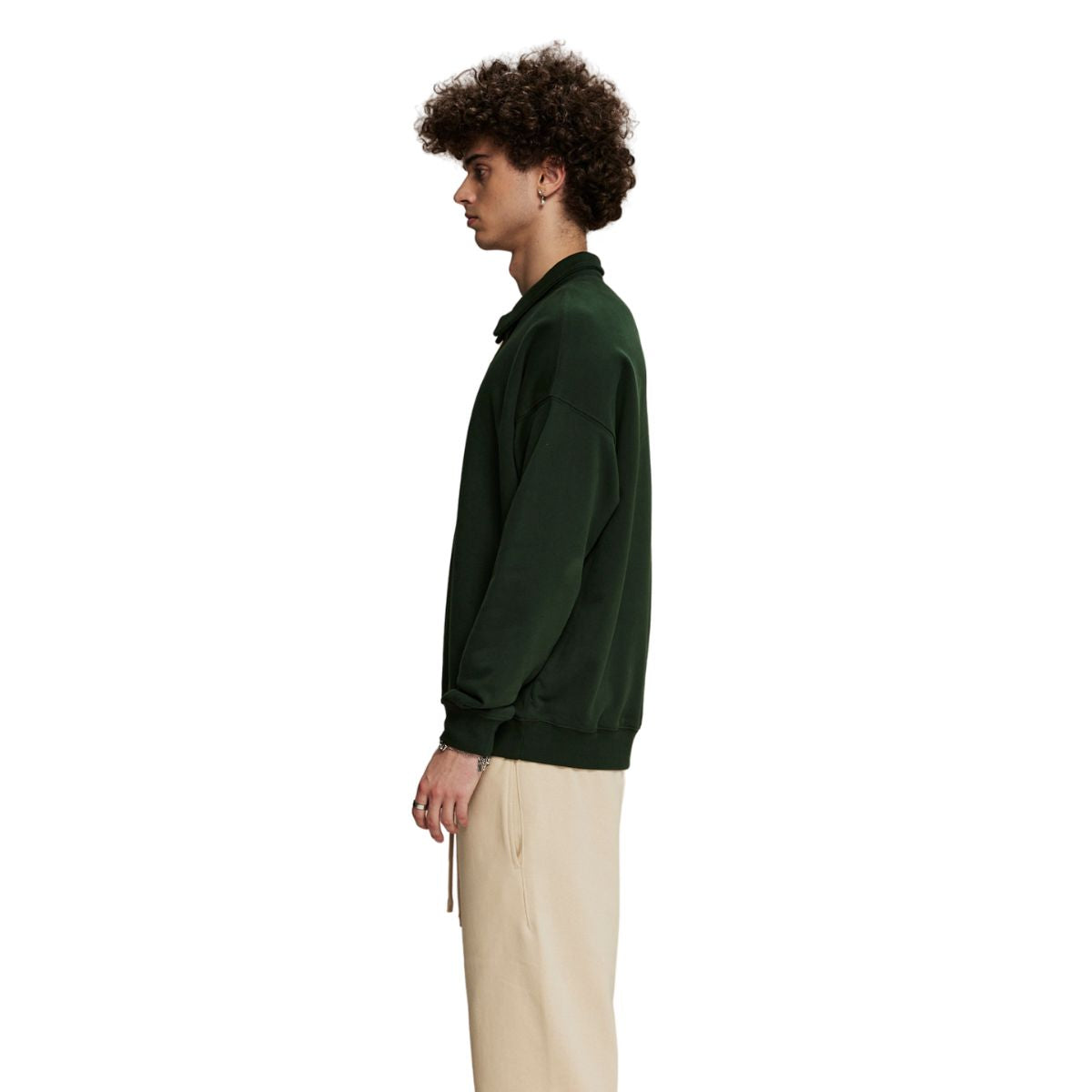 Solid Color Polo Sweatshirt-INNBLAC Fashion Apparel