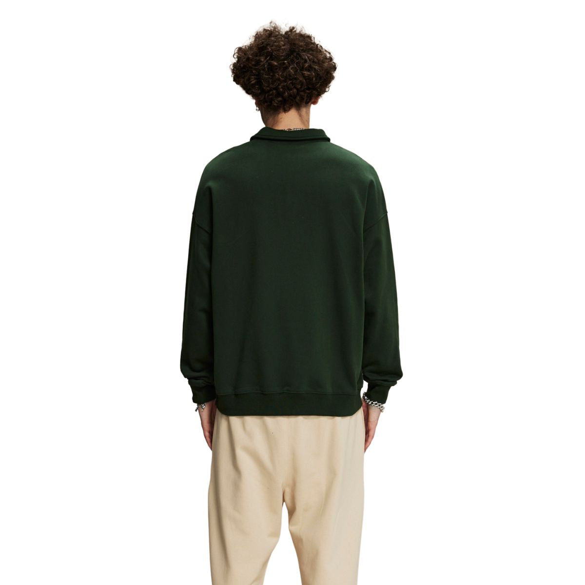 Solid Color Polo Sweatshirt-INNBLAC Fashion Apparel