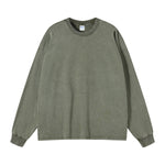 Stone Wash Long Sleeve T Shirt-INNBLAC Fashion Apparel