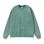 Stone Wash Long Sleeve T Shirt-INNBLAC Fashion Apparel