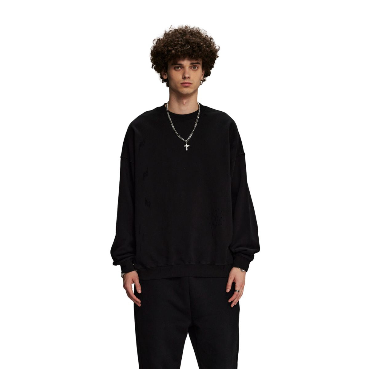 Vintage Washed Distressed Thick Sweatshirt-INNBLAC Fashion Apparel