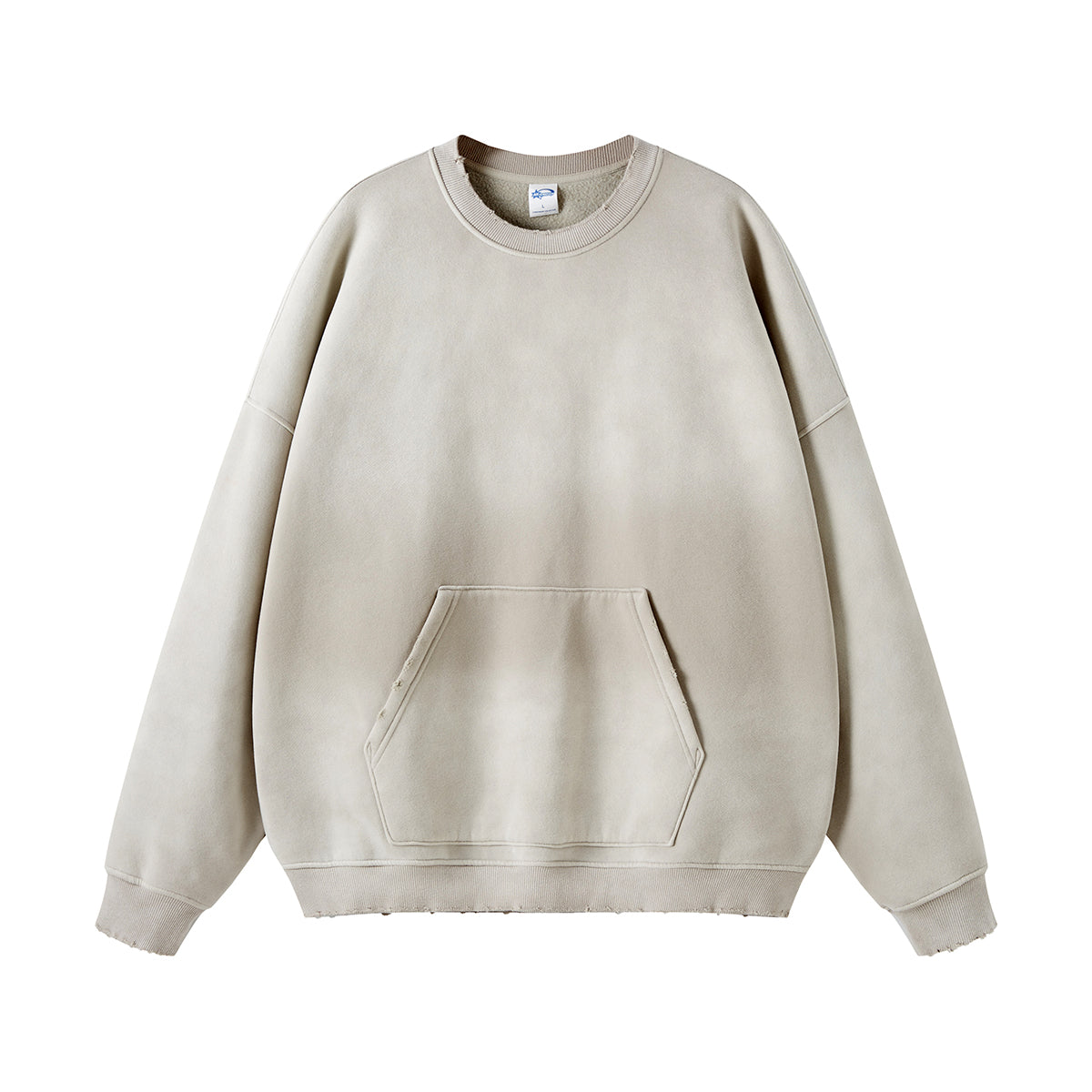 Washed French Terry Kangaroo Pocket Sweatshirt-INNBLAC Fashion Apparel