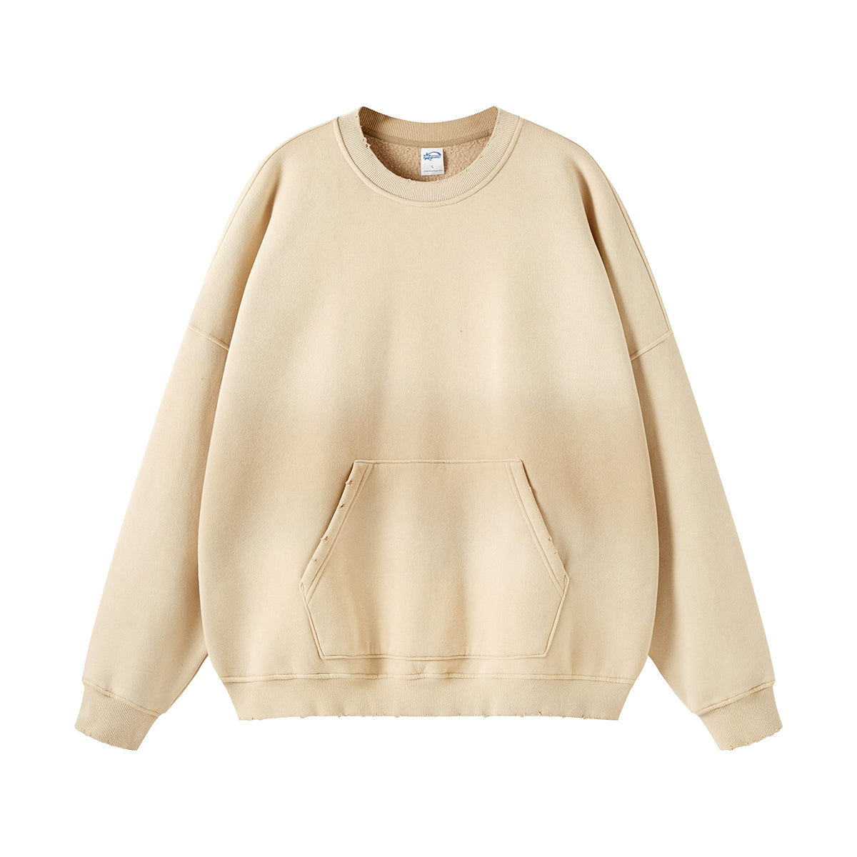 Washed French Terry Kangaroo Pocket Sweatshirt-INNBLAC Fashion Apparel