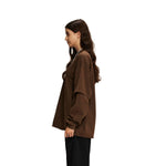 Women's Distressed Hem Mock Two Piece Sweatshirt-INNBLAC Fashion Apparel