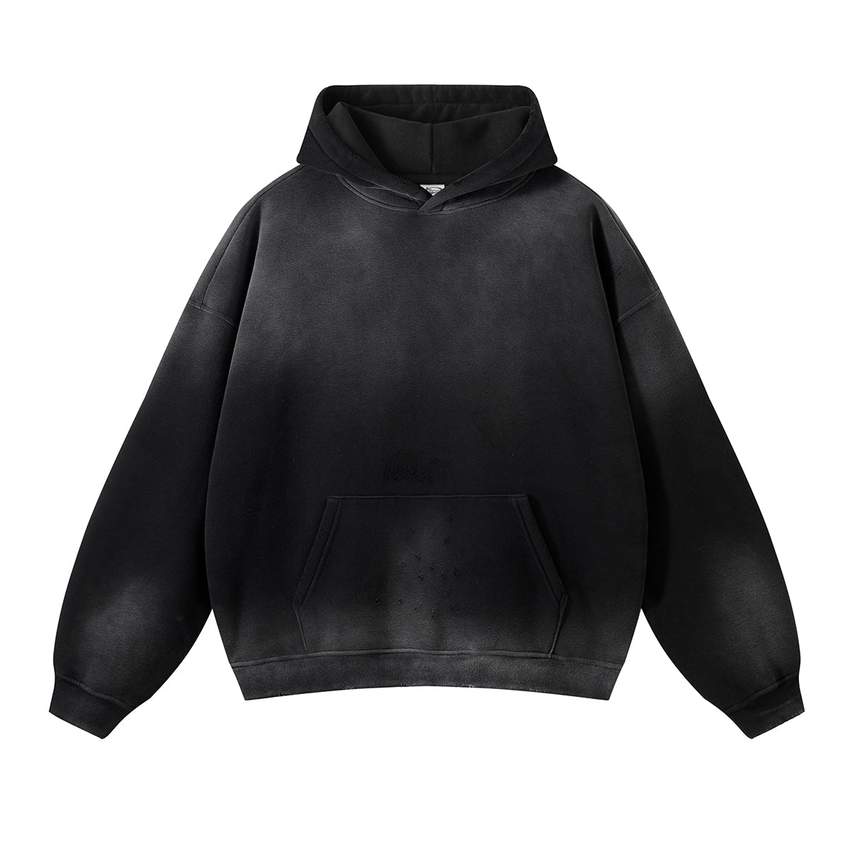 Washed Ripped Kangaroo Pocket Hoodie-INNBLAC Fashion Apparel