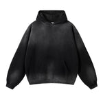 Washed Ripped Kangaroo Pocket Hoodie-INNBLAC Fashion Apparel