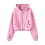 Women's Double Slider Zip Crop Hoodie-INNBLAC Fashion Apparel